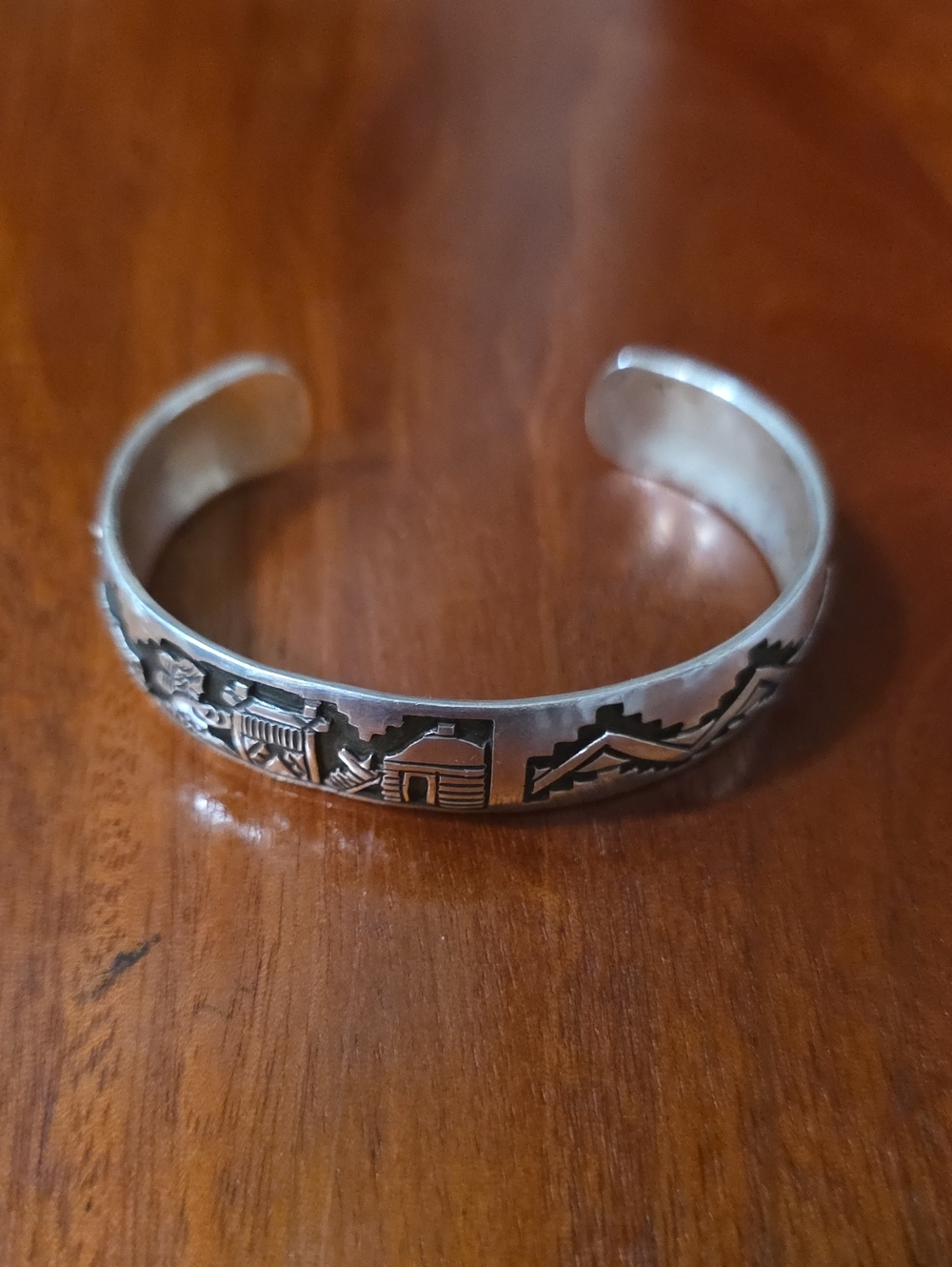 Sterling Silver Engraved Cuff Bracelet - Silver